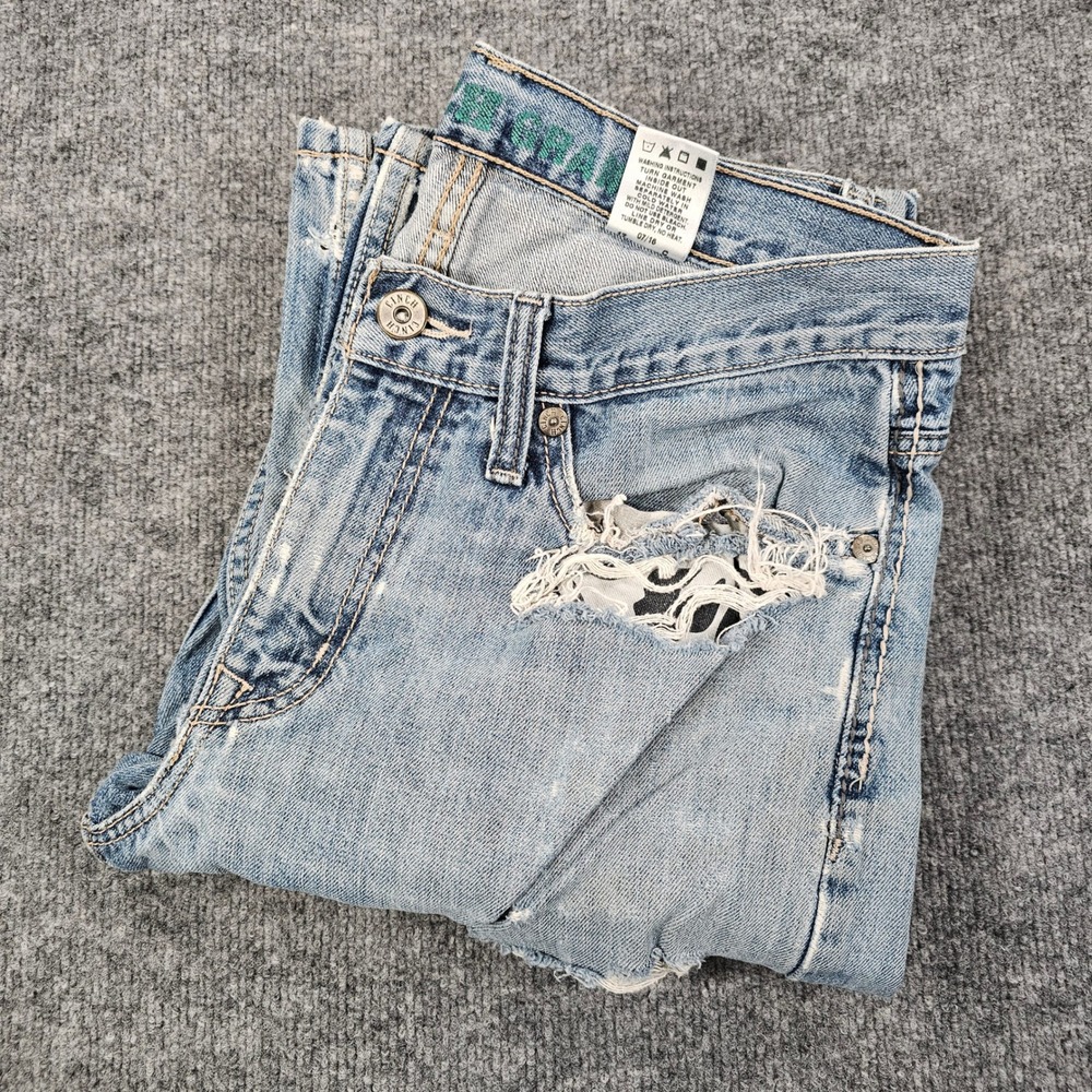 Cinch Grant Men's Distressed Jeans 33x38 (Meas 33x36.25) Relaxed Western Cowboy